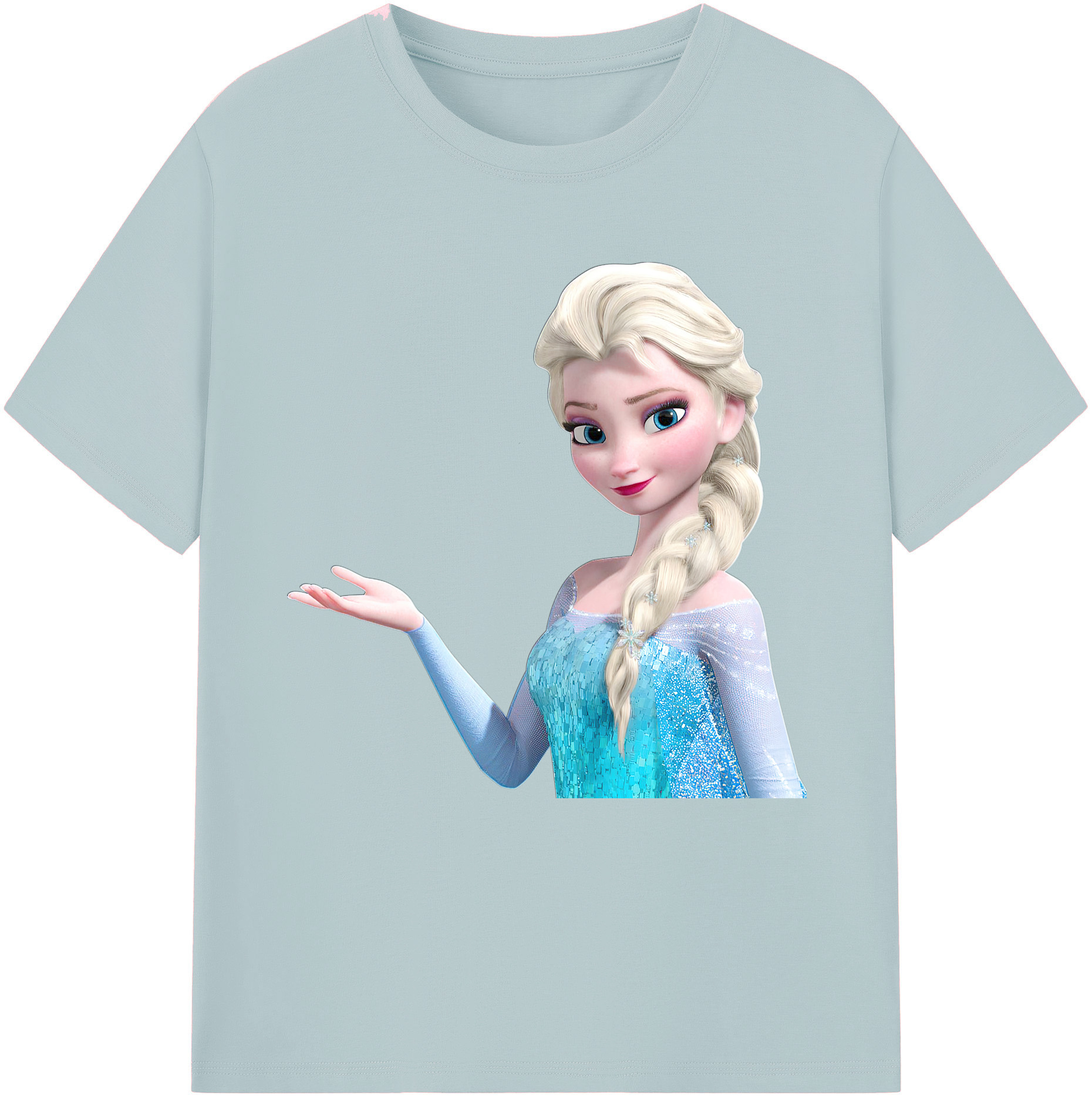 （画像用） アナと雪の女王 アンナ エルサ Frozen Anna Elsa 綿100％半袖Tシャツ（フロントプリント）